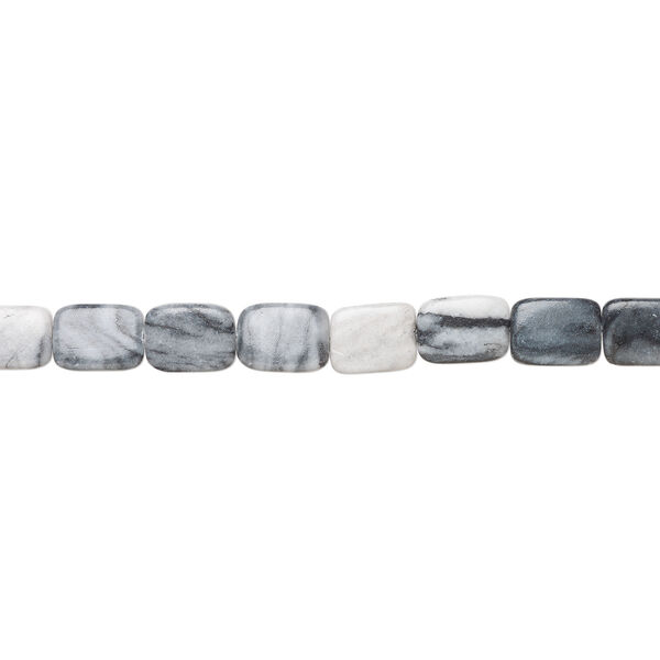 Black-grey marble 1pkg1, puffed rectangle bead natural, 15 inch 24x17mm-26x19mm image number 1
