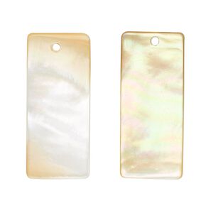 Focal, gold lip shell (natural), 30x13mm rectangle, Mohs hardness 3-1/2. Sold per pkg of 2.