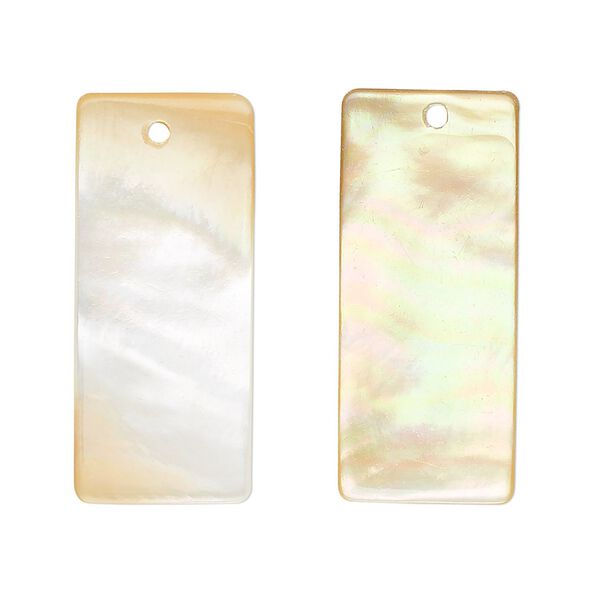 Focal, gold lip shell (natural), 30x13mm rectangle, Mohs hardness 3-1/2. Sold per pkg of 2. image number 0