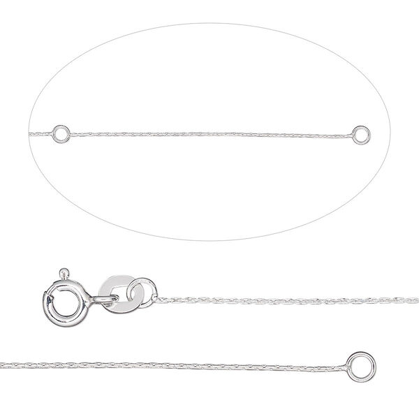 Chain, Gossamer™, sterling silver, 0.5 round cable, adjustable at 18 and 20 inches with springring clasp. Sold individually. image number 0