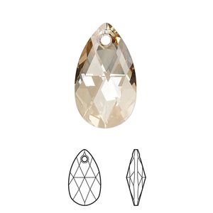 Drop 96pk crystal golden shadow, Swarovski® 22x13mm pendant pear 6106