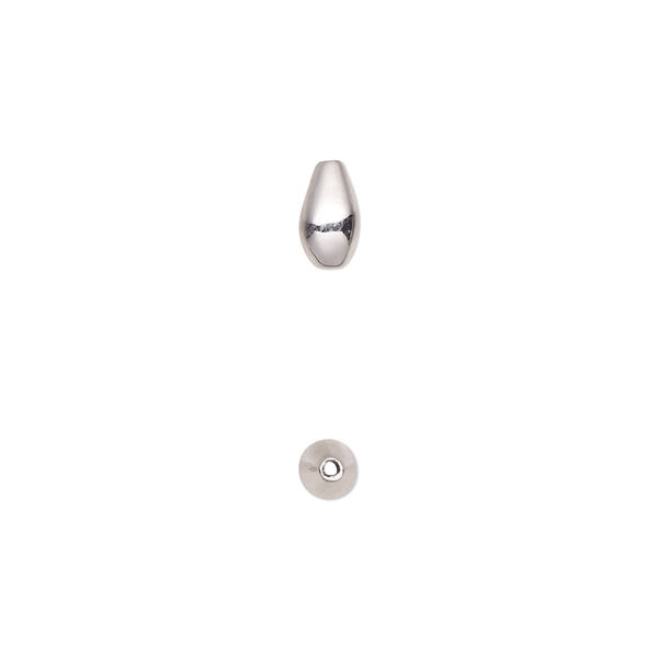 Bead, sterling silver, 7x4mm teardrop. Sold per pkg of 2. image number 0