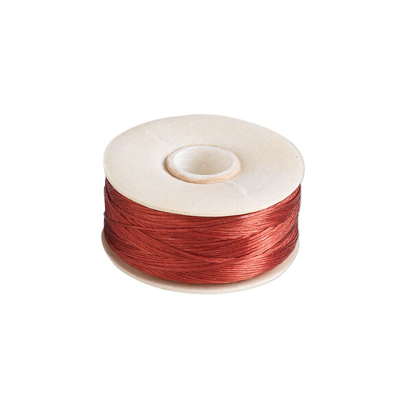 Thread, Nymo®, nylon, red, size B. Sold per 72-yard bobbin. image number 0