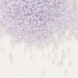Seed bead, Delica®, glass, pkg/7.5g, #11 round, opaque inside dyed color luster pale violet (DB-0241).