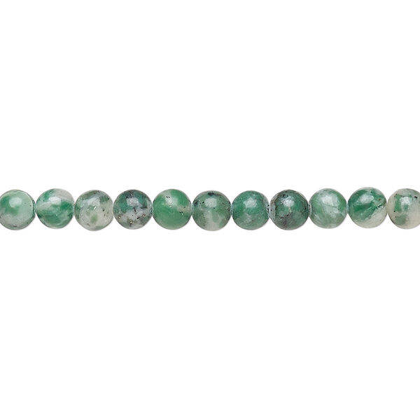 Bead, Ching Hai "jade" (dolomite and fuchsite) (natural), 4mm round, B grade, Mohs hardness 3-1/2 to 4. Sold per 15-1/2" to 16" strand. image number 0