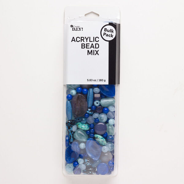 Bead mix acrylic 1pk 6mm-29x21mm mixed shapes, multi-blue 5.63 ounce image number 0
