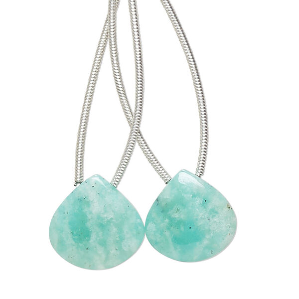 Amazonite 1pkg2, hand-cut top-drilled puffed teardrop bead natural B grade, 14x14mm image number 0