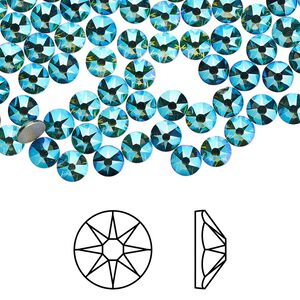 Flat back 144pk peridot shimmer foil back, Crystal Passions® 3.8-4mm rose round SS16 2088