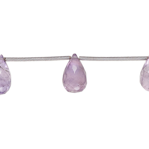 Amethyst 1pkg9, hand-cut top-drilled faceted briolette bead natural B- grade, 9x6mm-12x8mm image number 0