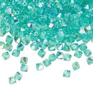 Bead 48pk Caribbean Sea AB, Preciosa Czech crystal 4mm bicone