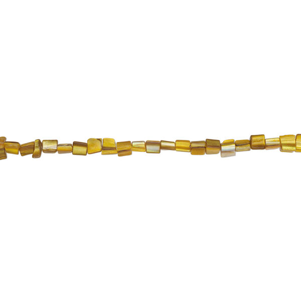 Mother-of-pearl shell 1pkg1, triangle tube bead 15 inch bright gold 7x6mm-12x9mm image number 1