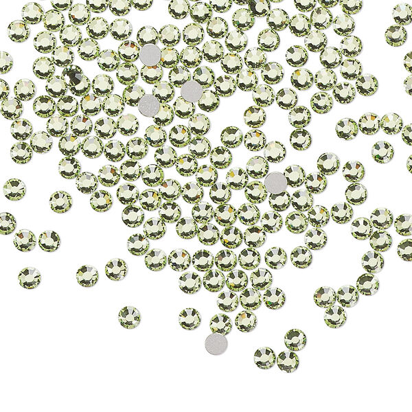 Flat back, Dance With Me™ crystal rhinestone, peridot, foil back, 2.3-2.5mm rose, SS8. Sold per pkg of 144 (1 gross). image number 0