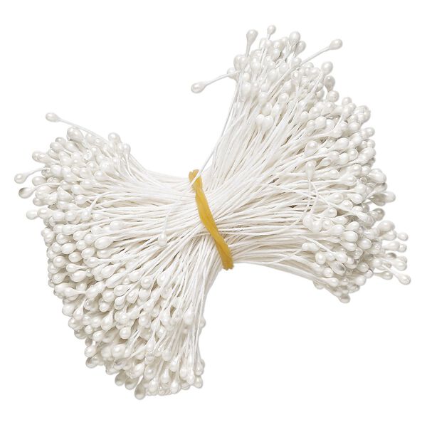 Hair tie, steel and acrylic, opaque white, 2-1/2 inches with 2.5x5.5mm teardrop. Sold per 1-ounce bundle, approximately 795 hair ties. image number 0