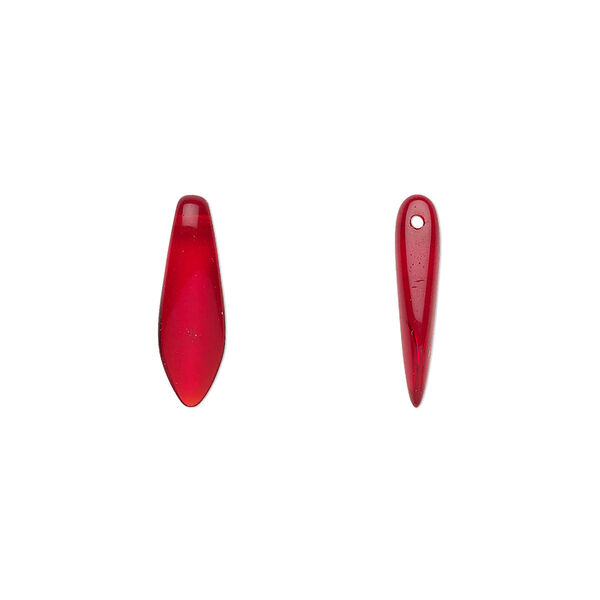 Bead, Czech pressed glass, ruby red, 15.5x5mm top-drilled dagger. Sold per 15-1/2" to 16" strand, approximately 135-150 beads. image number 0
