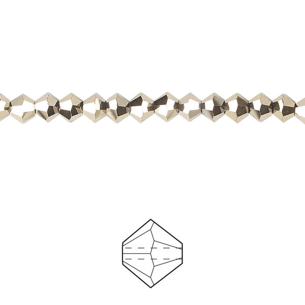 Bead 144pk opaque crystal aurum 2X, Celestial Crystal® 4mm bicone image number 0