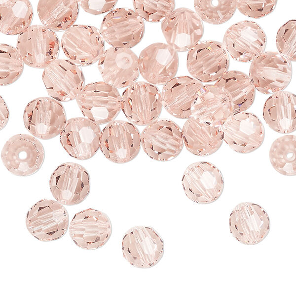 Bead 24pk light rose, Preciosa Czech crystal 6mm round image number 0