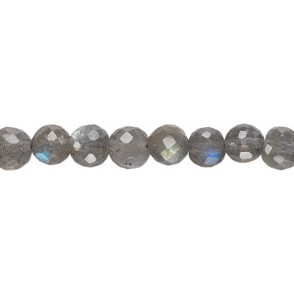 Bead, labradorite (natural), 6-8mm hand-cut faceted graduated round, B grade, Mohs hardness 6 to 6-1/2. Sold per 18-inch strand. image number 0