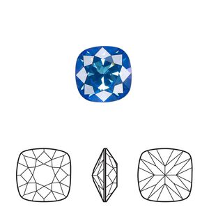 Fancy stone 1pk crystal royal blue DeLite, Crystal Passions® 12mm cushion 4470