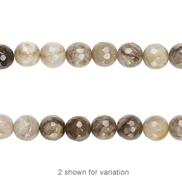 Silver leaf jasper 1pkg1, faceted round bead natural 15.5 inch 6mm image number 0
