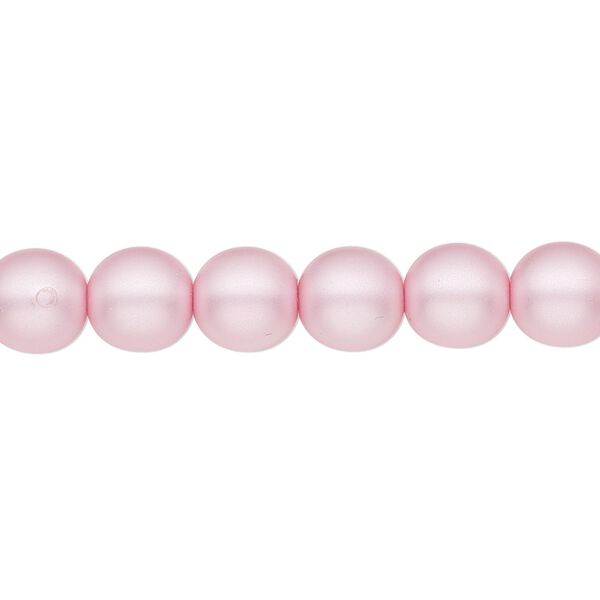 Bead, Czech pearl-coated glass druk, opaque matte light pink, 8mm round. Sold per 15-1/2" to 16" strand. image number 0
