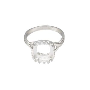 Ring, Almost Instant Jewelry®, sterling silver, 11mm square with 10mm cushion bezel setting, size 7. Sold individually.