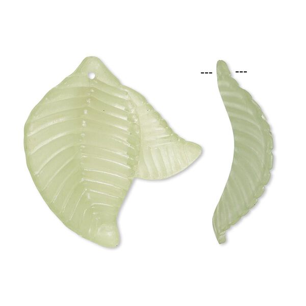 Focal, acrylic, frosted light green, 35x32mm leaves. Sold per pkg of 25. image number 0