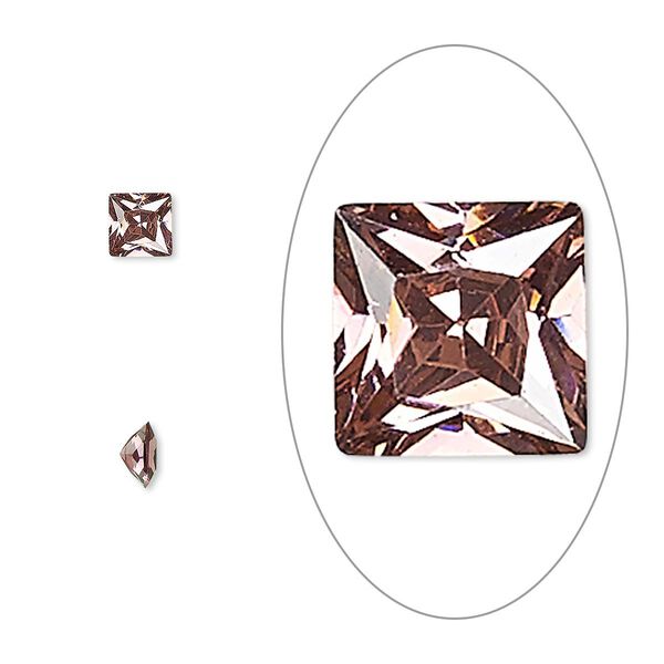 Gem, cubic zirconia, alexandrite purple, 4mm faceted square, Mohs hardness 8-1/2. Sold per pkg of 2. image number 0