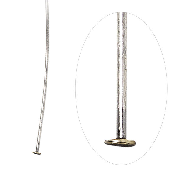 Head pin, antique silver-plated brass, 2 inches, 21 gauge. Sold per pkg of 500. image number 0