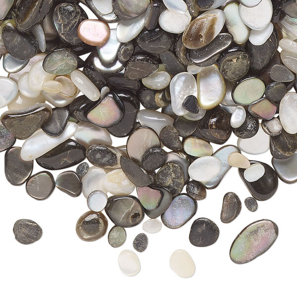 Inlay chip, black lip shell (natural), mini undrilled chip, Mohs hardness 3-1/2. Sold per 2-ounce pkg. image number 0