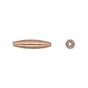 Bead, copper, 19x4.5mm smooth oval. Sold per pkg of 50.