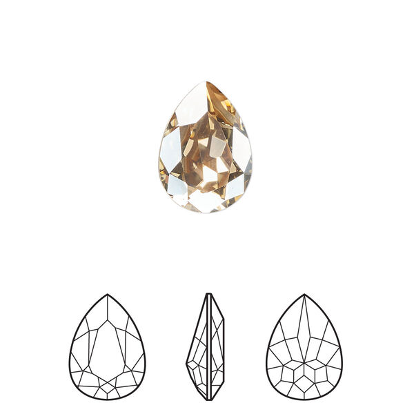 Fancy stone 1pk crystal golden shadow foil back, Crystal Passions® 14x10mm pear 4320 image number 0