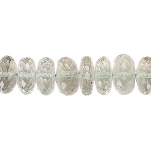 Green quartz 1pkg1, hand-cut faceted rondelle bead 8 inch 10x4mm-12x8mm