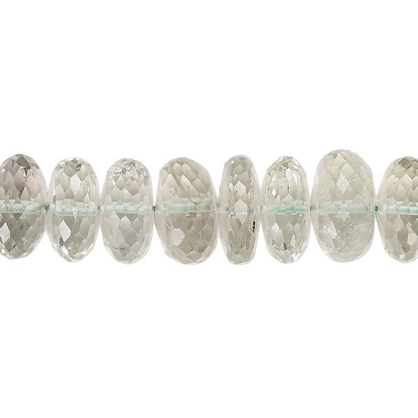 Green quartz 1pkg1, hand-cut faceted rondelle bead 8 inch 10x4mm-12x8mm image number 0