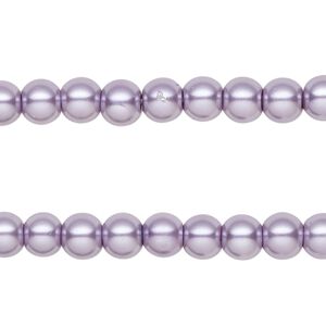 Bead, glass pearl, lilac, 5-6mm round. Sold per pkg of (2) 15-inch strands, approximately 140 beads.