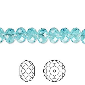 Bead 288pk light turquoise, Swarovski® 8x6mm rondelle 5040