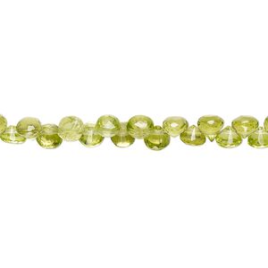 Peridot 1pkg1, hand-cut top-drilled faceted teardrop bead natural 7.5 inch 4-5mm