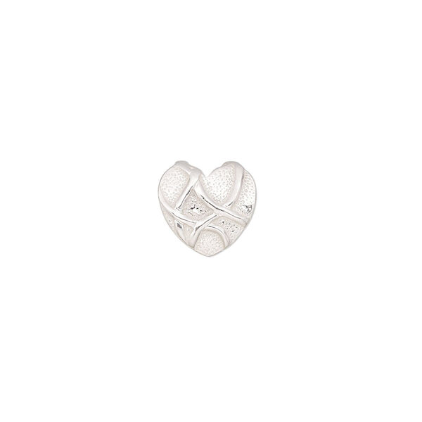 Bail, JBB Findings, ice-pick, sterling silver, 10x9mm heart with lines, 8mm grip length. Sold individually. image number 0