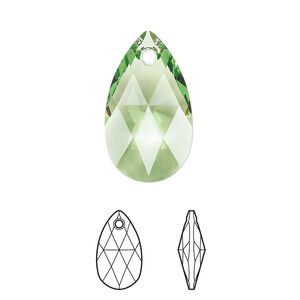 Drop 1pk peridot, Crystal Passions® Regenerated 22x13mm pendant pear 6106