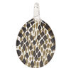 Focal, lampworked glass 1pkg1, opaque multicolored with gold-colored glitter, 36x26mm-37x29mm single-sided oval. image number 0