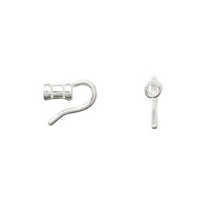 Clasp hook 1pkg4, sterling silver, 11x3mm tube / crimp end / fits up to 1.7mm, 1-strand