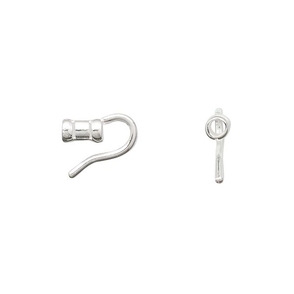 Clasp hook 1pkg4, sterling silver, 11x3mm tube / crimp end / fits up to 1.7mm, 1-strand image number 0