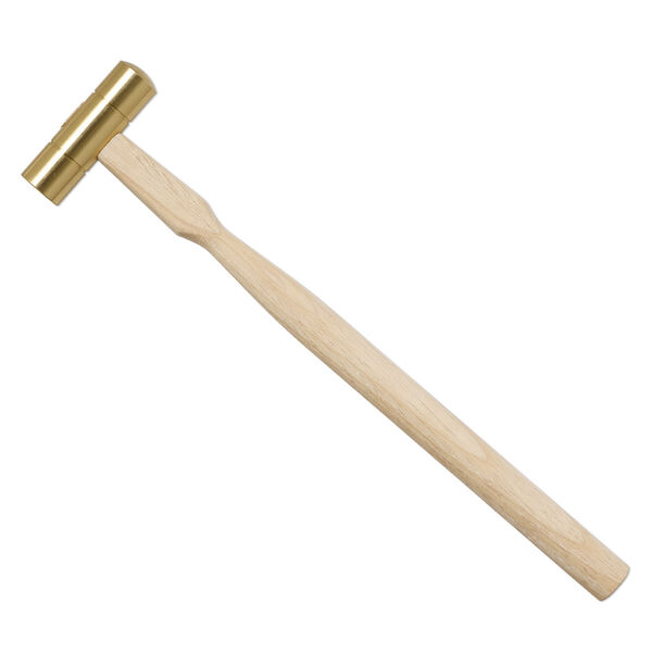 Hammer, wood / brass / steel, 9 inches with 16mm flat round head and 16mm domed round head. Sold individually. image number 0