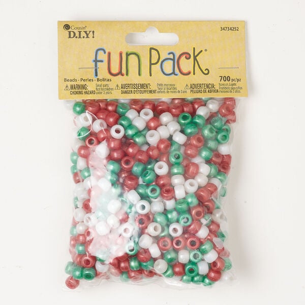 Bead mix 1pkg700, plastic, pearlescent red / white / green, 9x6mm pony. image number 0
