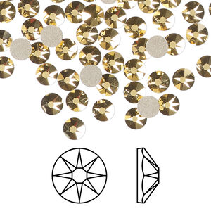 Flat back 1pkg144 crystal aurum foil back, Crystal Passions® 4.6-4.8mm rose round SS20 2088