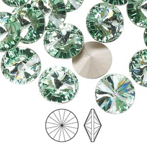 Chaton 6pk chrysolite foil back, Preciosa MAXIMA Czech crystal rhinestone 12mm rivoli