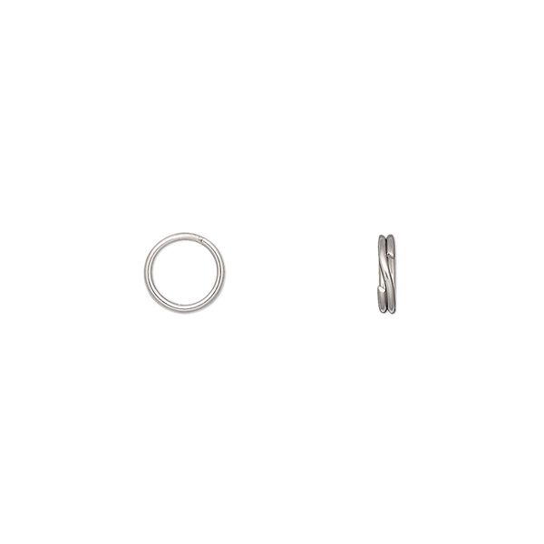 Split ring, stainless steel, 6.5mm round. Sold per pkg of 50. image number 0