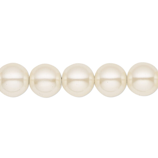 Bead, Hemalyke™ (man-made), pearlescent beige, 10mm round. Sold per 15-1/2" to 16" strand. image number 0