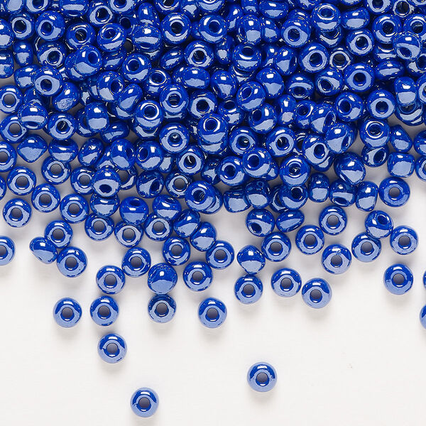 Seed bead, Preciosa Ornela Czech glass, pkg/50g, #8 rocaille, opaque luster blue, (38060). image number 0
