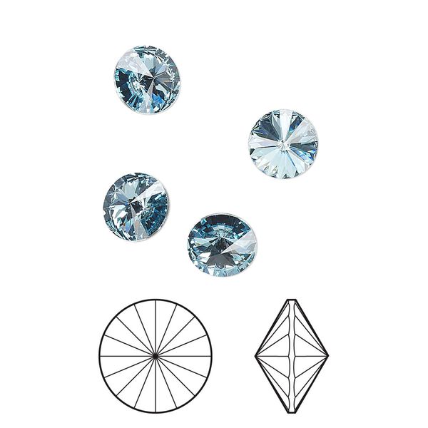 Chaton 12pk aquamarine foil back, Crystal Passions® 7.07-7.27mm rivoli SS34 1122 image number 0