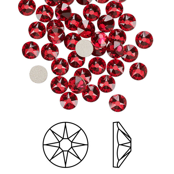 Flat back 144pk scarlet foil back, Crystal Passions® 4.6-4.8mm rose round SS20 2088 image number 0